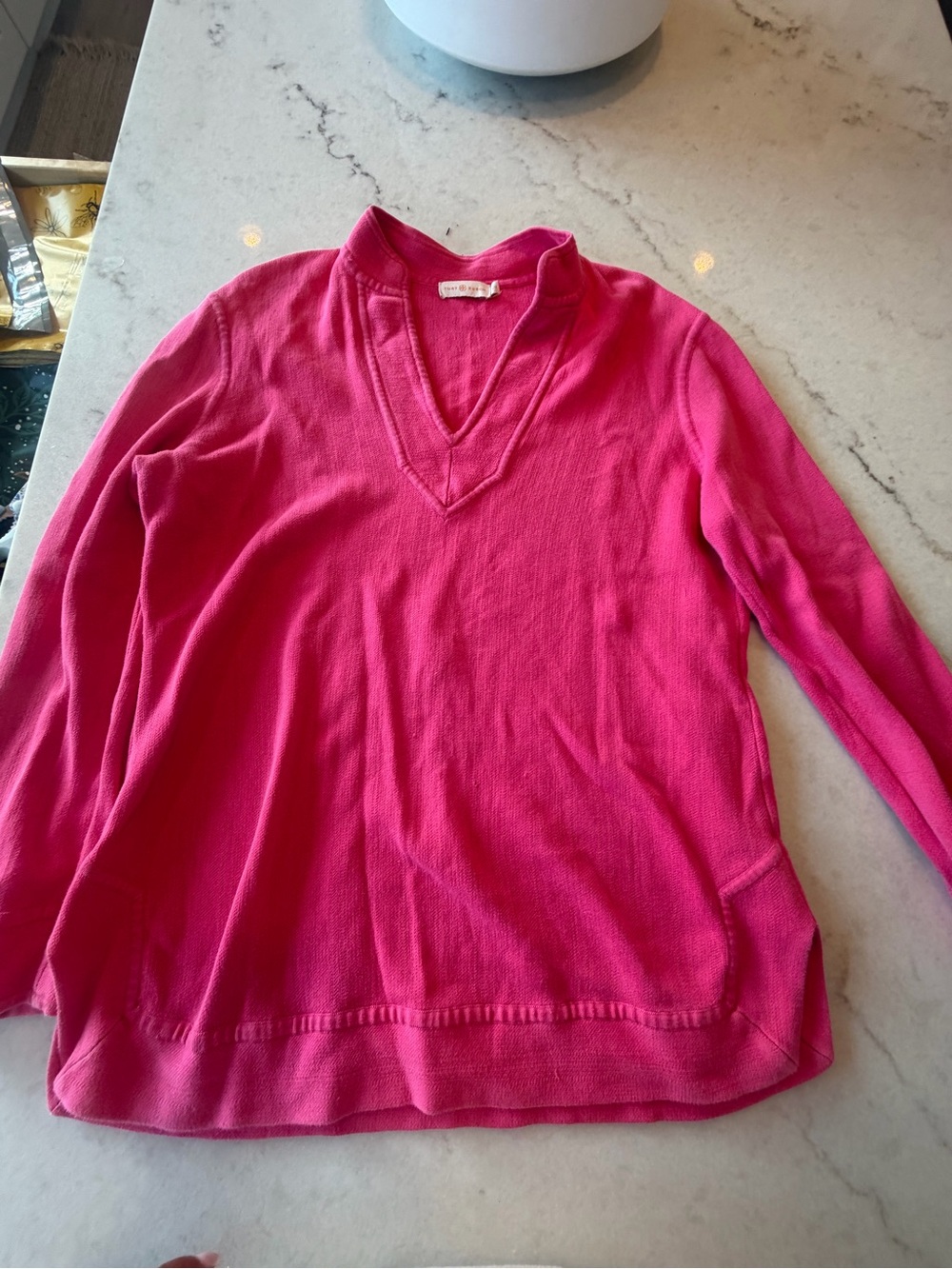 Tory Burch Bright Pink Split-Neck Tunic! L - Picture 4 of 6